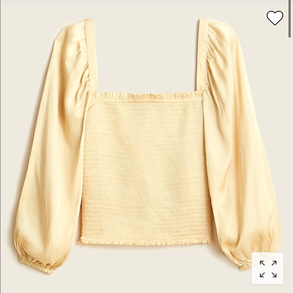 J Crew Squareneck smocked featherweight satin top